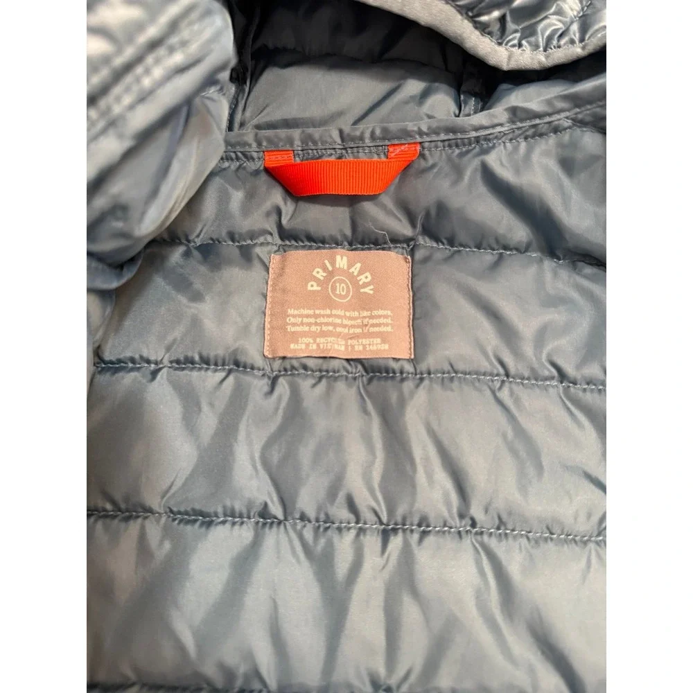 Primary kids lightweight‎ puffer jacket blue dusk size 10